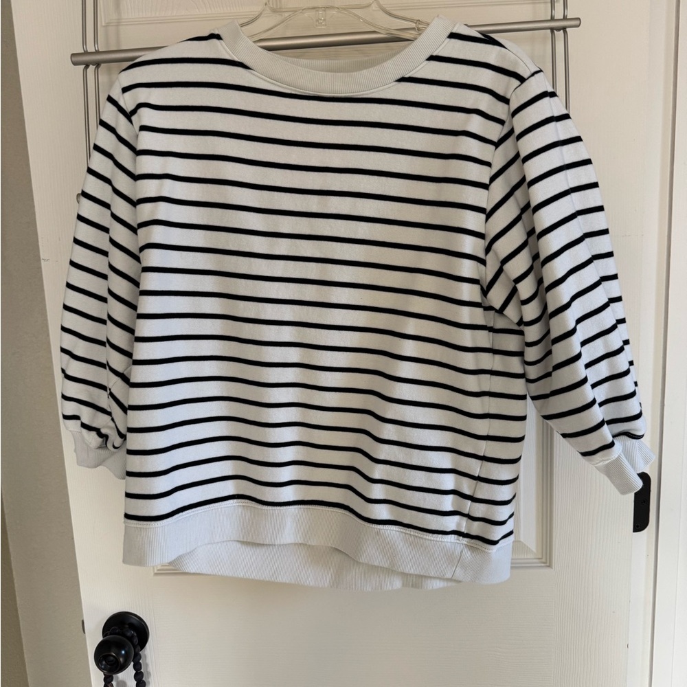 Amazon Essentials White and Black Striped Sweatshirt